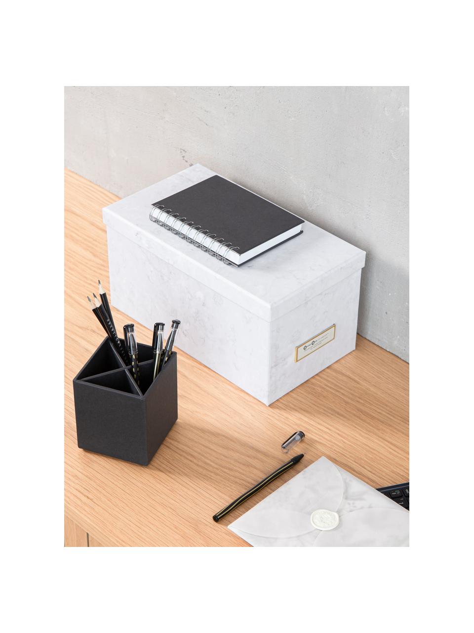 Aufbewahrungsbox Silvia, 2 Stück, Box: fester, laminierter Karto, Weiss, marmoriert, B 17 x H 15 cm