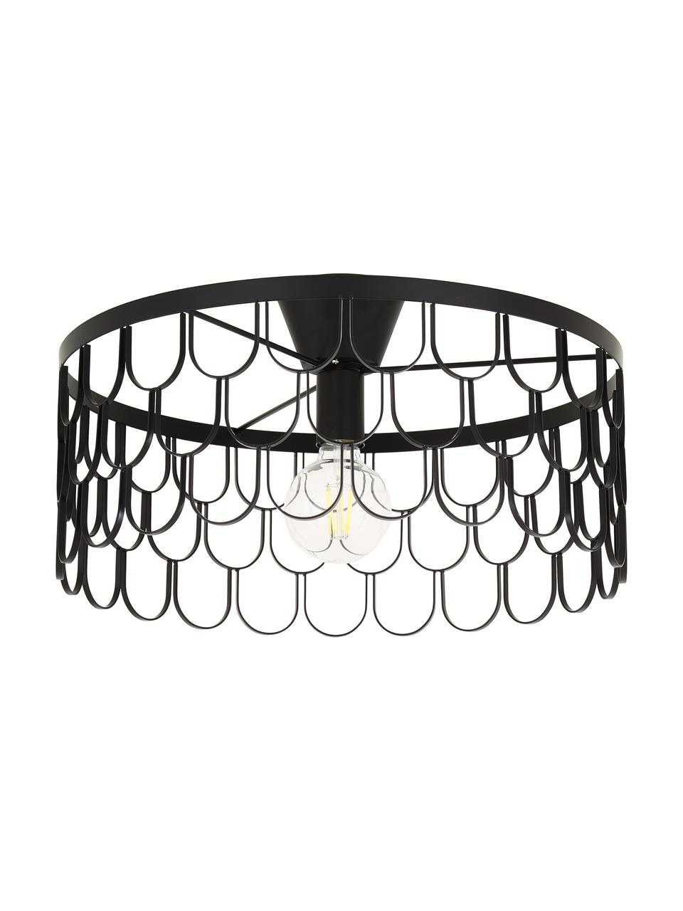 Plafoniera di design in argento Gatsby, Baldacchino: ottone verniciato, Nero, Ø 50 x Alt. 20 cm