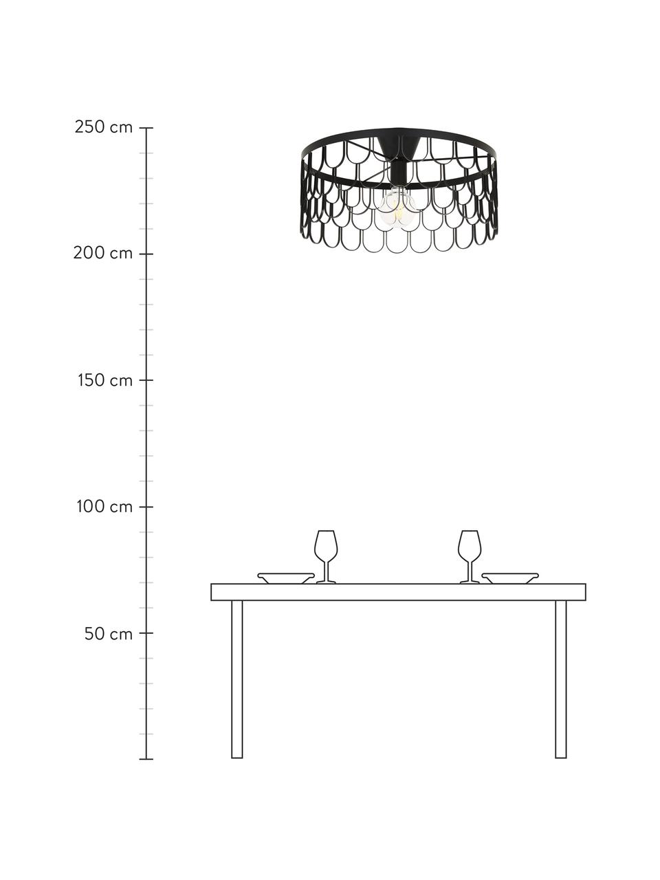 Plafoniera di design in argento Gatsby, Baldacchino: ottone verniciato, Nero, Ø 50 x Alt. 20 cm