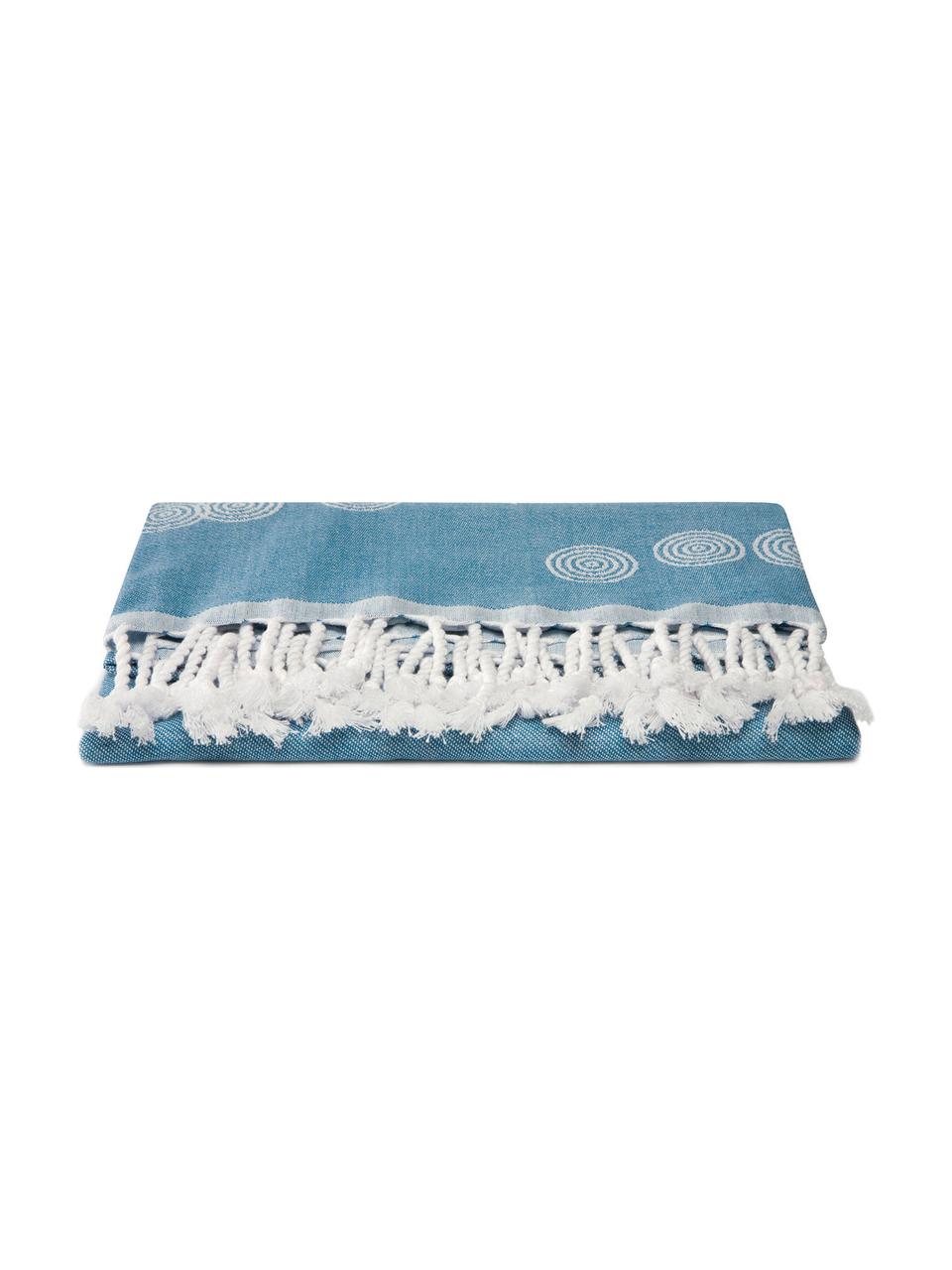 Hamamtuch Pisces, 100% Baumwolle
leichte Stoffqualität, 210 g/m², Blau, Weiss, 90 x 180 cm