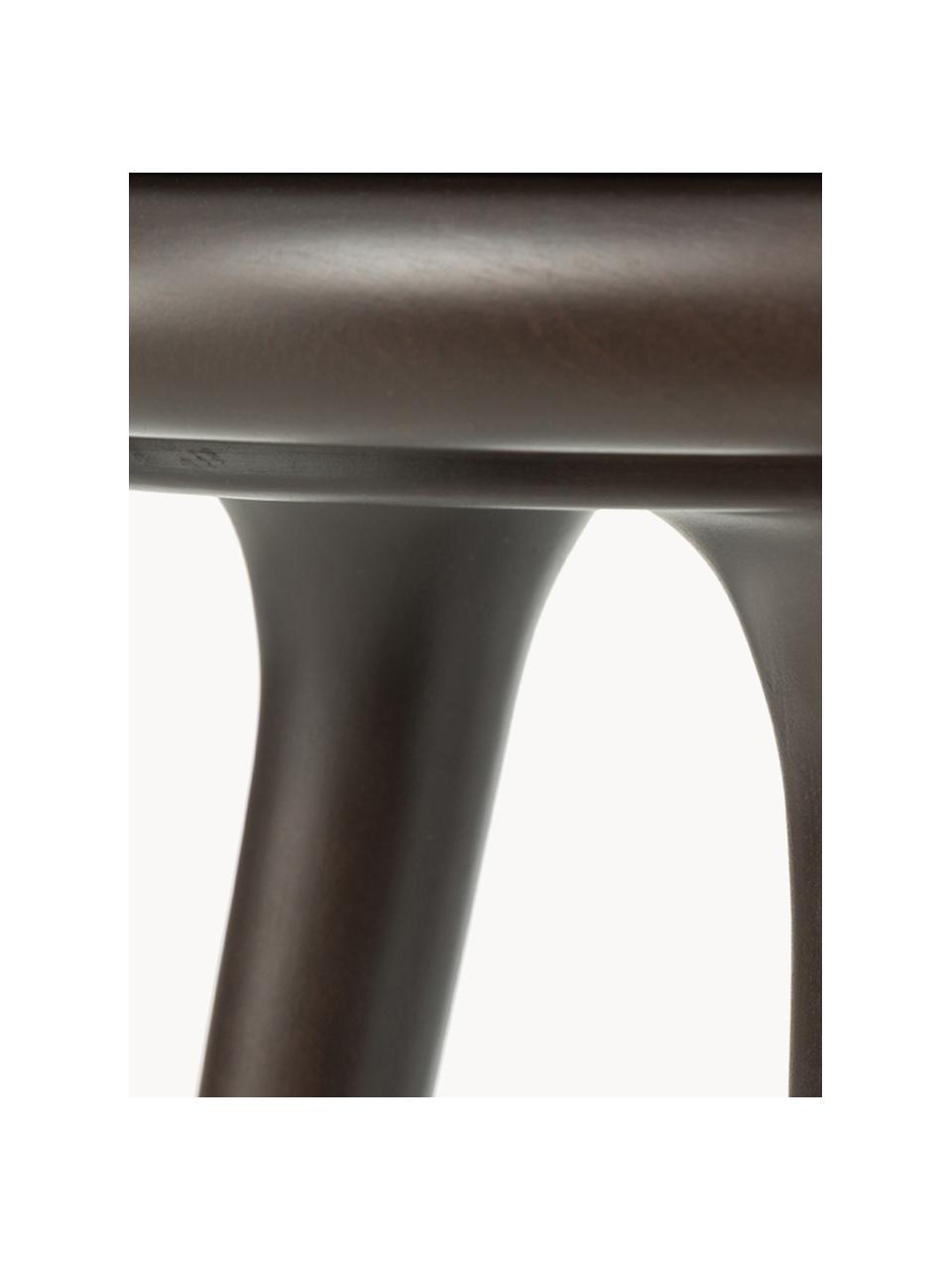 Barkruk High Stool van beukenhout en leer, Poten: beukenhout gebeitst, Zitvlak: leer, Beukenhout donkerbruin gelakt, leer zwart, B 45 x H 69 cm