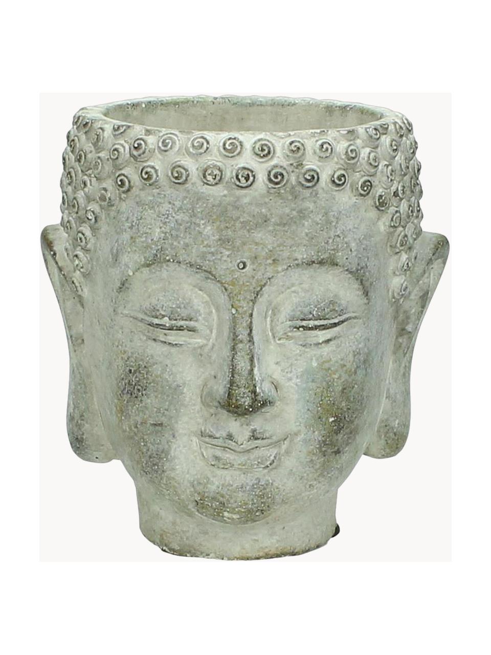 Malý obal na květináč z betonu Head, Šedý beton, Olivově zelená, Š 13 cm, V 14 cm