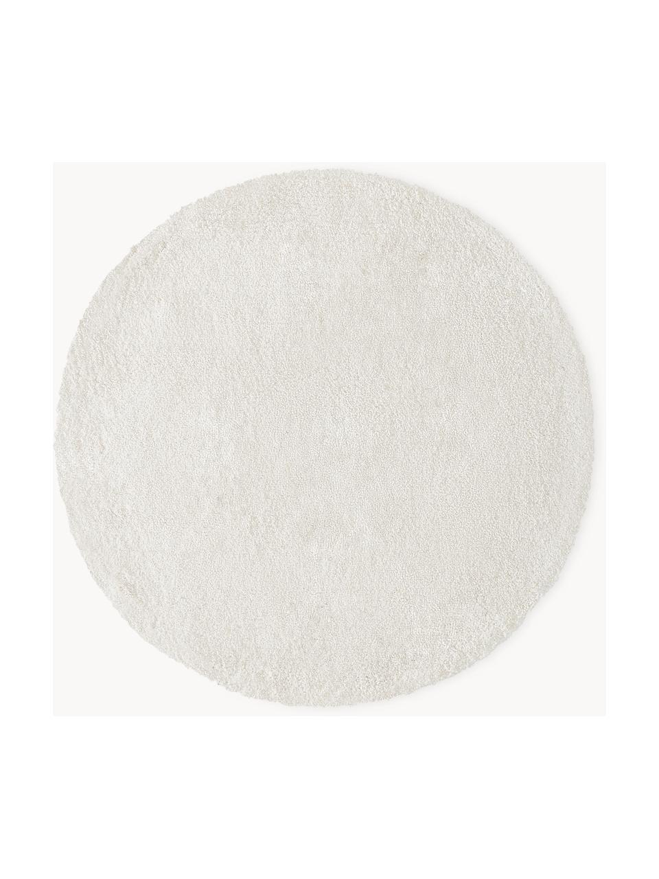 Okrúhly huňatý koberec s vysokým vlasom Leighton, Lomená biela, Ø 150 cm (veľkosť M)