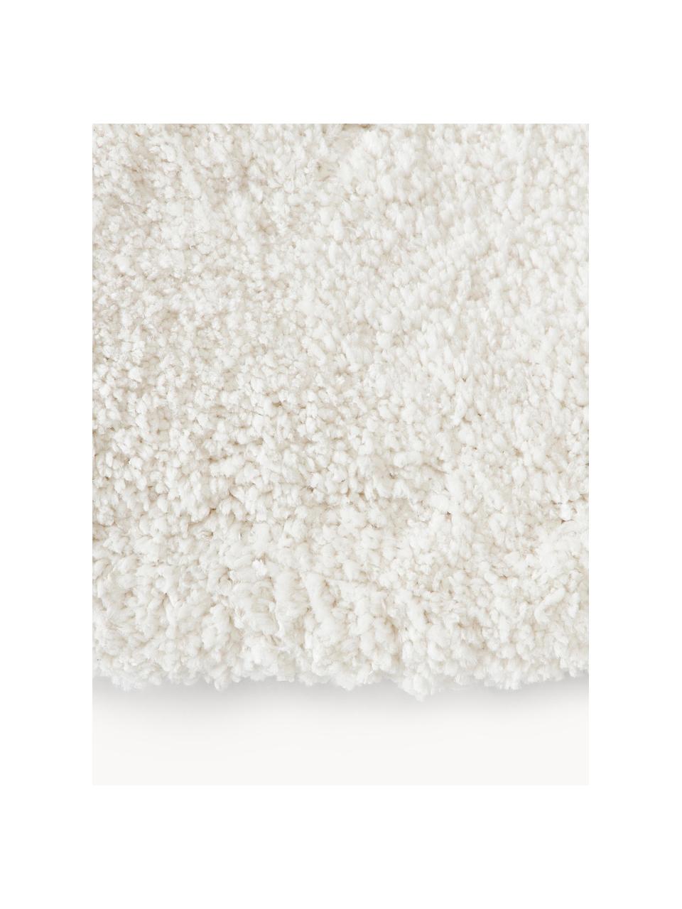 Pluizig rond hoogpolig vloerkleed Leighton, Bovenzijde: microvezels (100% polyest, Onderzijde: 55% polyester, 45% katoen, Gebroken wit, Ø 150 cm (maat M)