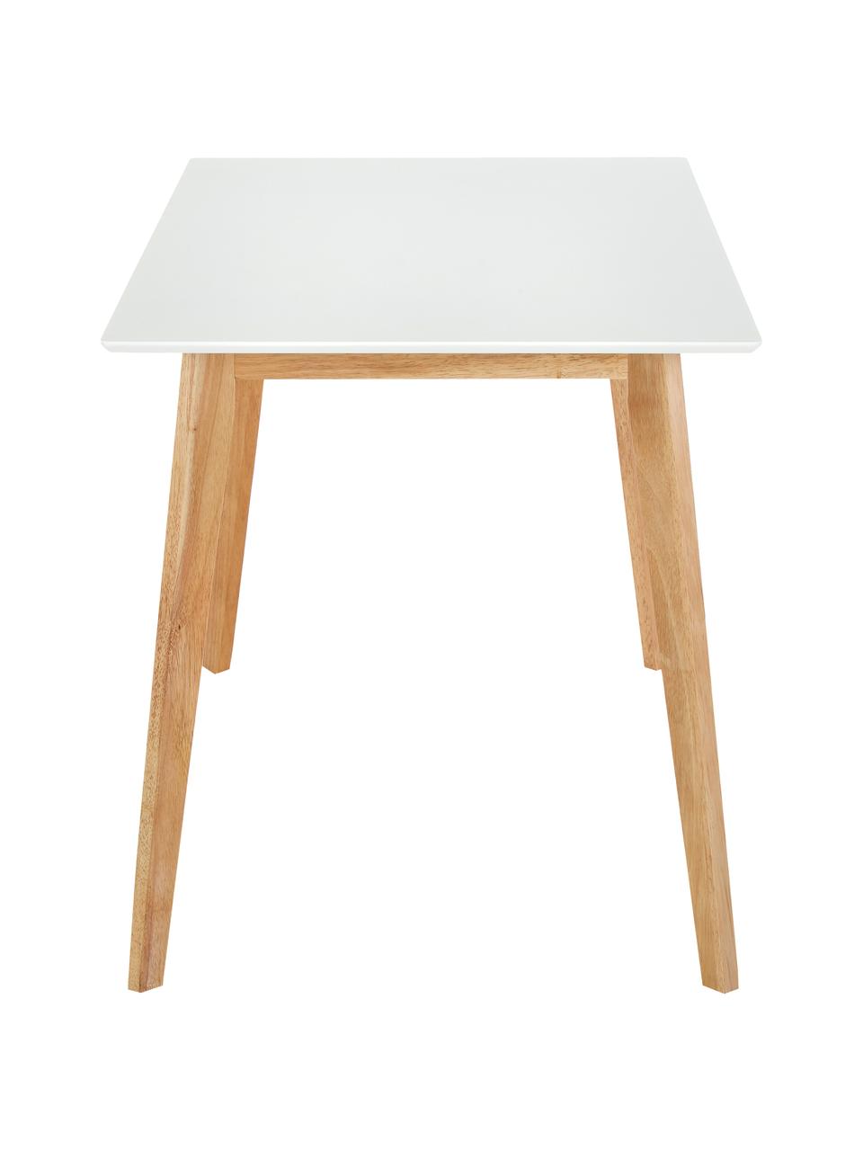 Schreibtisch Vojens im Skandi-Design, Tischplatte: Mitteldichte Holzfaserpla, Beine: Gummibaumholz, Weiß, B 120 x T 70 cm