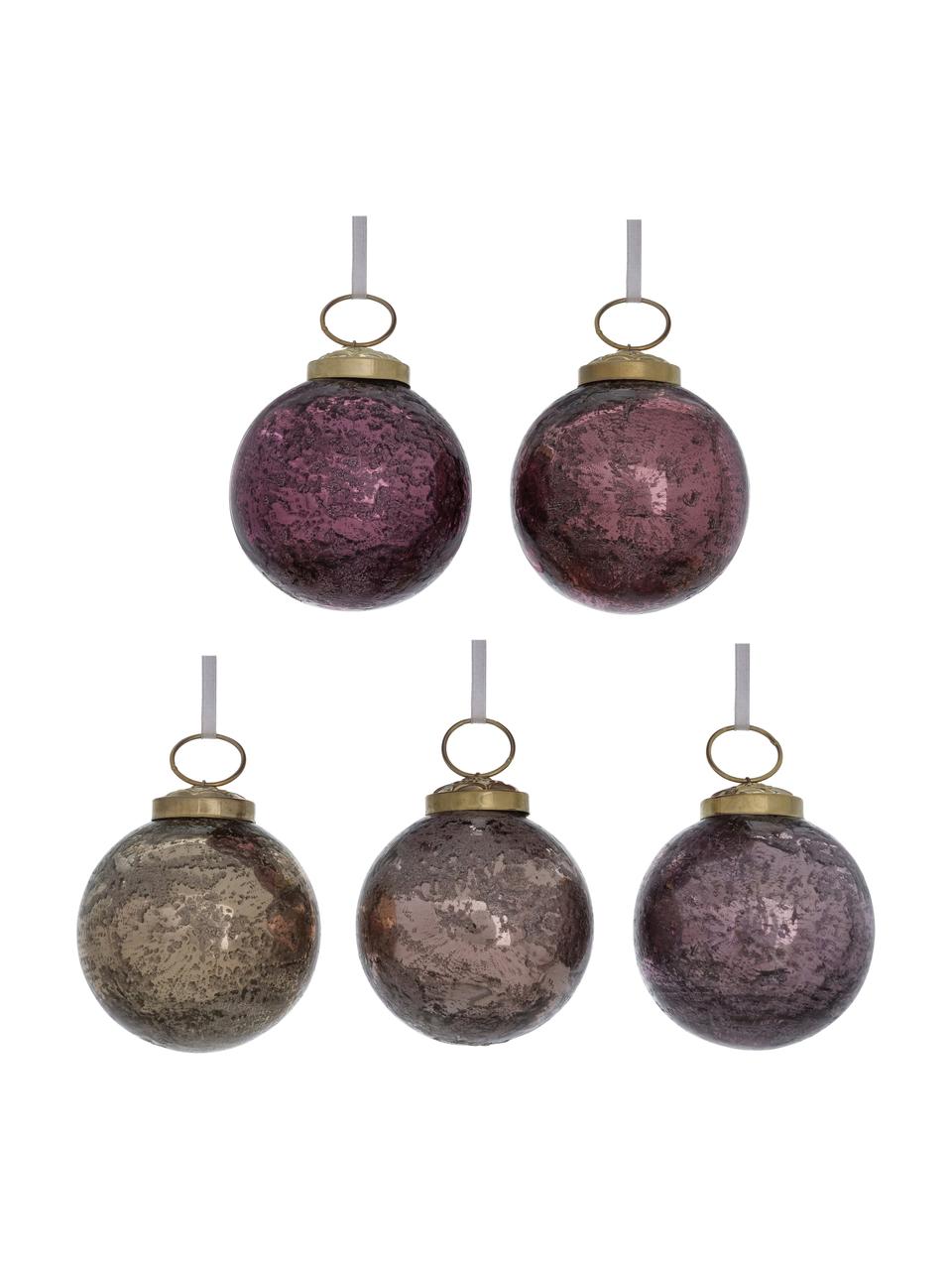 Set 5 palline di Natale Valogia, Ø 6 cm, Tonalità rosa, Ø 6 x Alt. 6 cm