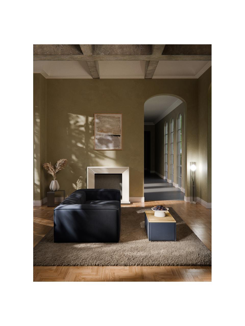 Sofa-Hocker Lennon mit Stauraum, Bezug: 100 % Polyester Der strap, Tablett: Eichenholz, Spannplatte m, Gestell: Spanplatte, mitteldichte , Webstoff Dunkelblau, helles Eichenholz, B 88 x T 50 cm