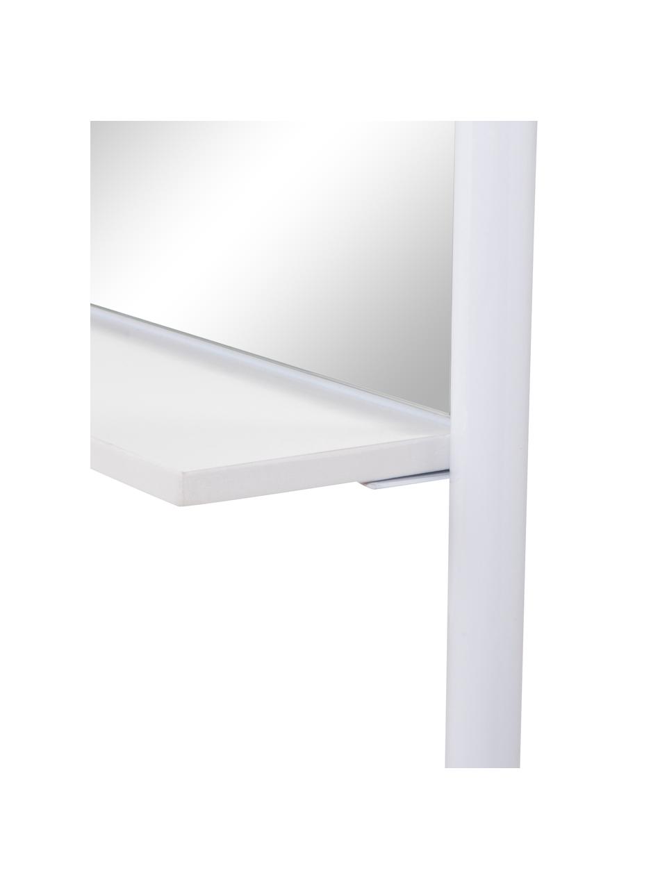 Hranaté stojací zrcadlo s policí Dresser, Bílá, béžová, Š 48 cm, V 171 cm