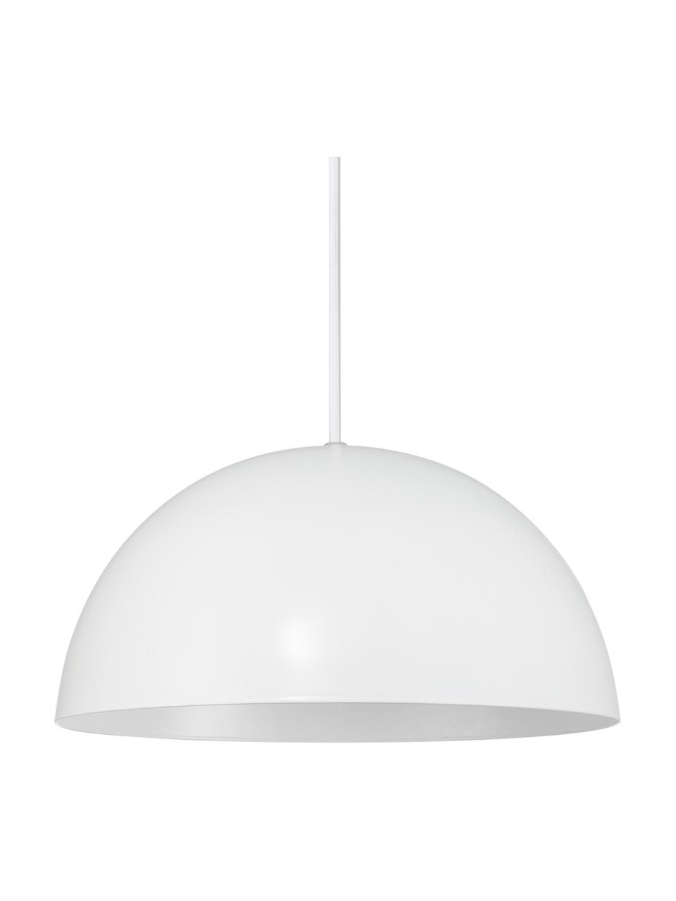 Scandi hanglamp Ellen, Lampenkap: gecoat metaal, Baldakijn: gecoat metaal, Wit, Ø 30 x H 15 cm