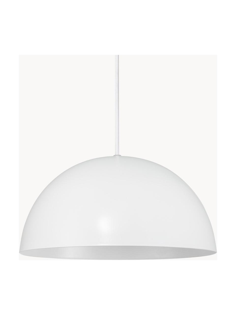 Lámpara de techo Ellen, estilo escandinavo, Pantalla: metal recubierto, Anclaje: metal recubierto, Cable: cubierto en tela, Blanco, Ø 30 x Al 15 cm