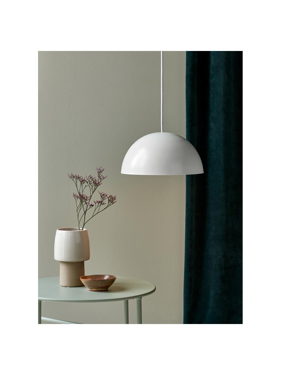 Scandi hanglamp Ellen, Lampenkap: gecoat metaal, Wit, Ø 30 x H 15 cm