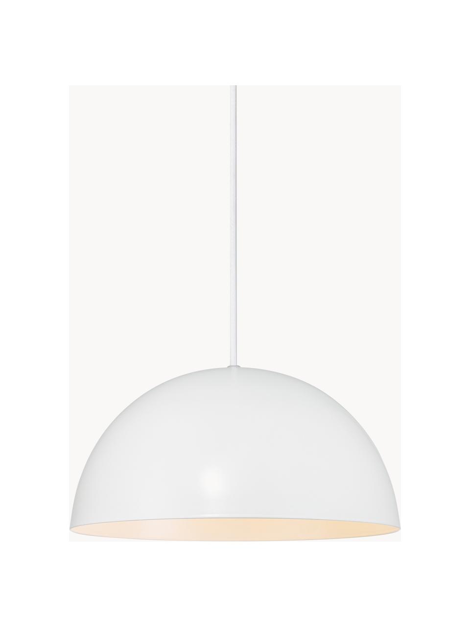 Scandi hanglamp Ellen, Lampenkap: gecoat metaal, Wit, Ø 30 x H 15 cm