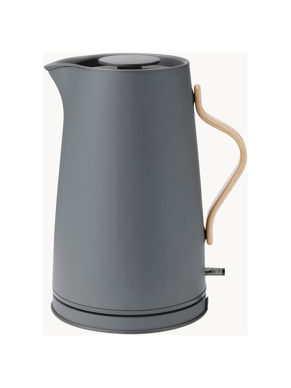 Bollitore elettrico Emma 1,2 L, Rivestimento: smalto, Manico: legno di faggio, Grigio scuro opaco, 1.2 L