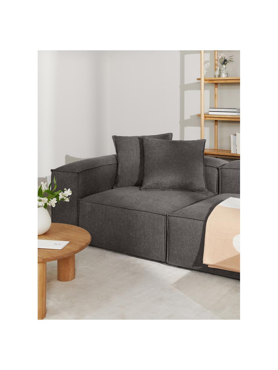 Eckmodul Lennon, Bezug: 100% Polyester Der strapa, Gestell: Massives Kiefernholz, FSC, Füße: Kunststoff, Webstoff Anthrazit, B 119 x T 119 cm, Eckteil links