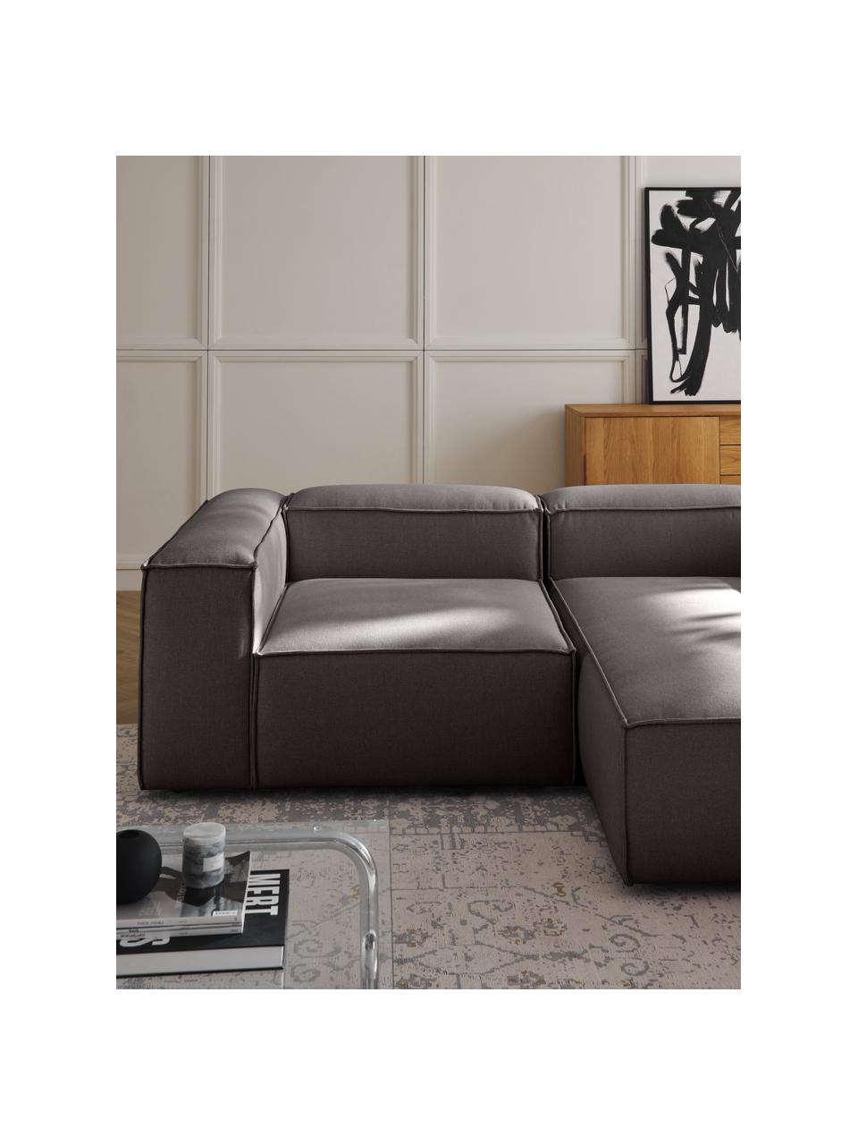 Módulo de esquina sofá Lennon, Tapizado: 100% poliéster Alta resis, Estructura: madera contrachapada de p, Patas: plástico Este producto es, Tejido gris antracita, An 119 x F 119 cm, chaise longue izquierda