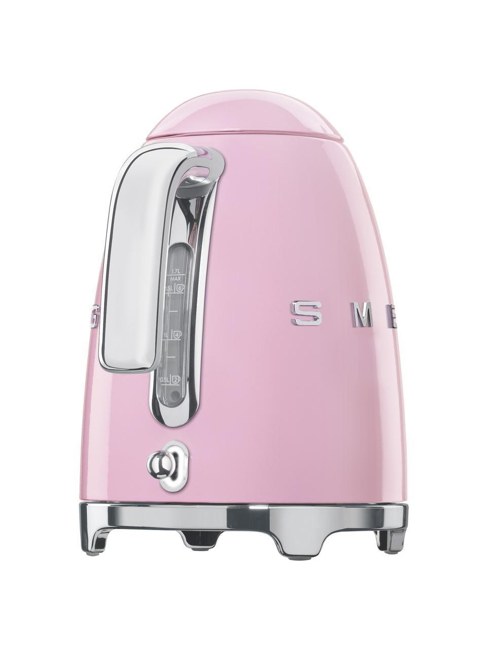 Wasserkocher 50's Style, 1.7 L, Edelstahl, lackiert, Rosa, glänzend, B 22 x H 25 cm