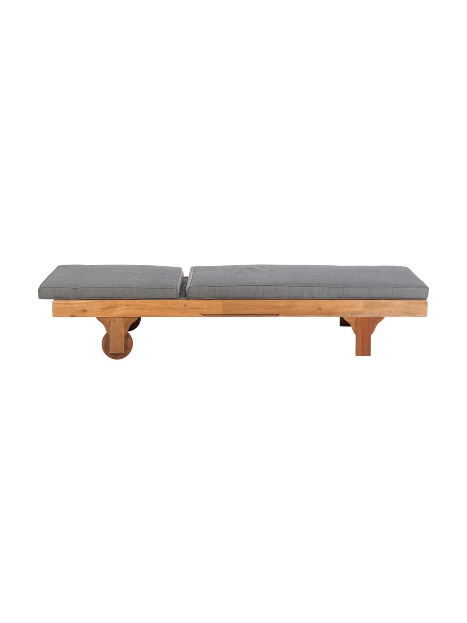Gartenliege Somerset mit Auflage und ausziehbarem Tisch, Akazienholz, geölt, Akazienholz, 70 x 200 cm
