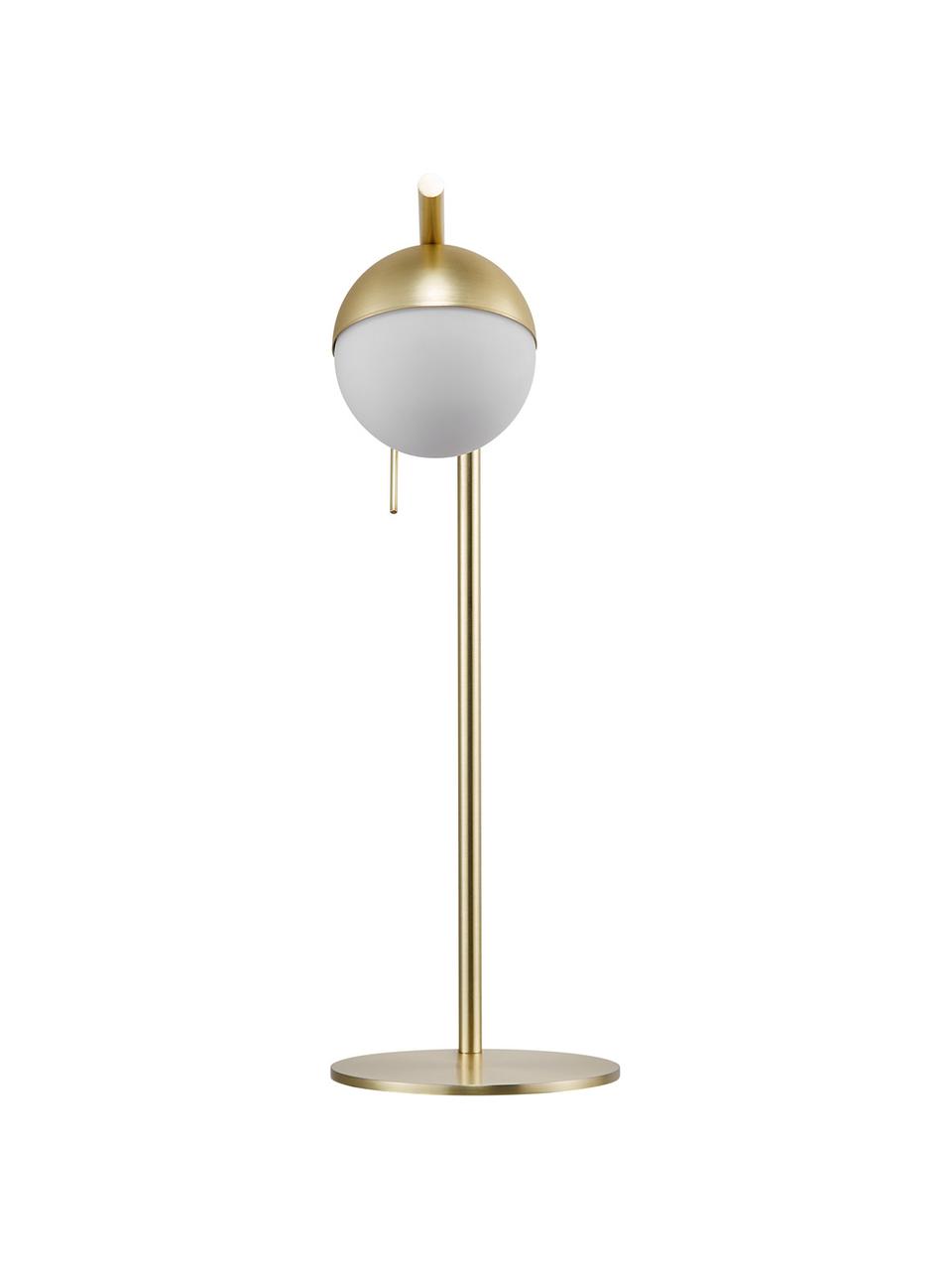 Lampa biurkowa ze szkła opalowego Contina, Biały, odcienie złotego, S 15 x W 49 cm