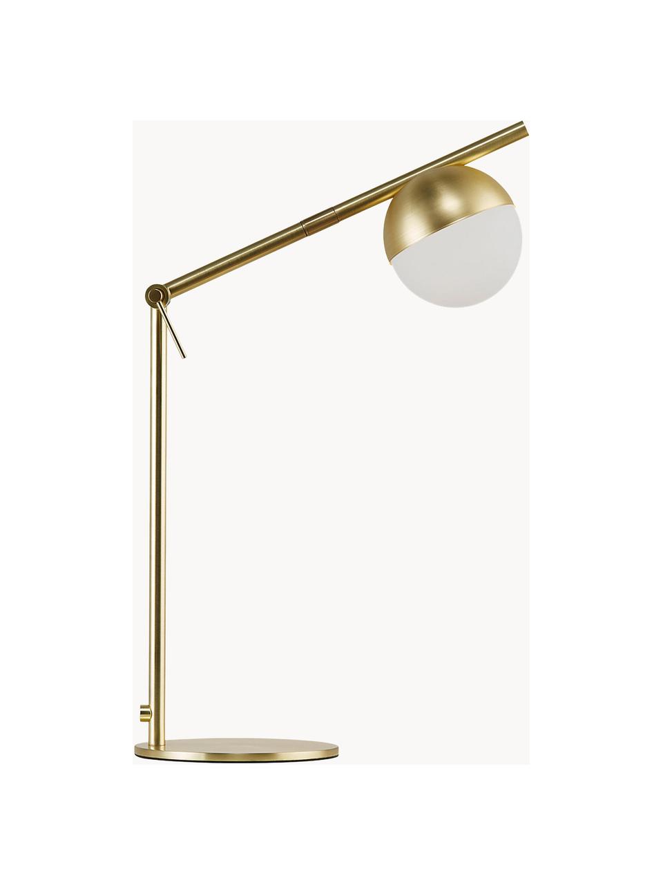 Lampa na psací stůl z opálového skla Contina, Bílá, zlatá, Š 15 cm, V 49 cm