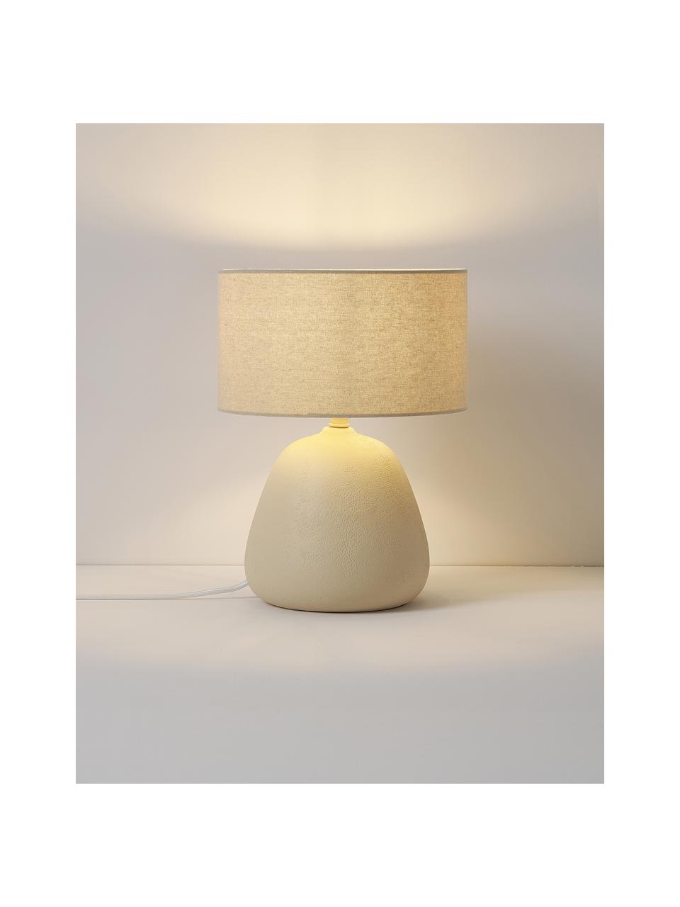 Lampada da tavolo in ceramica Eileen, Paralume: lino (100 % poliestere), Beige chiaro opaco, Ø 26 x Alt. 35 cm