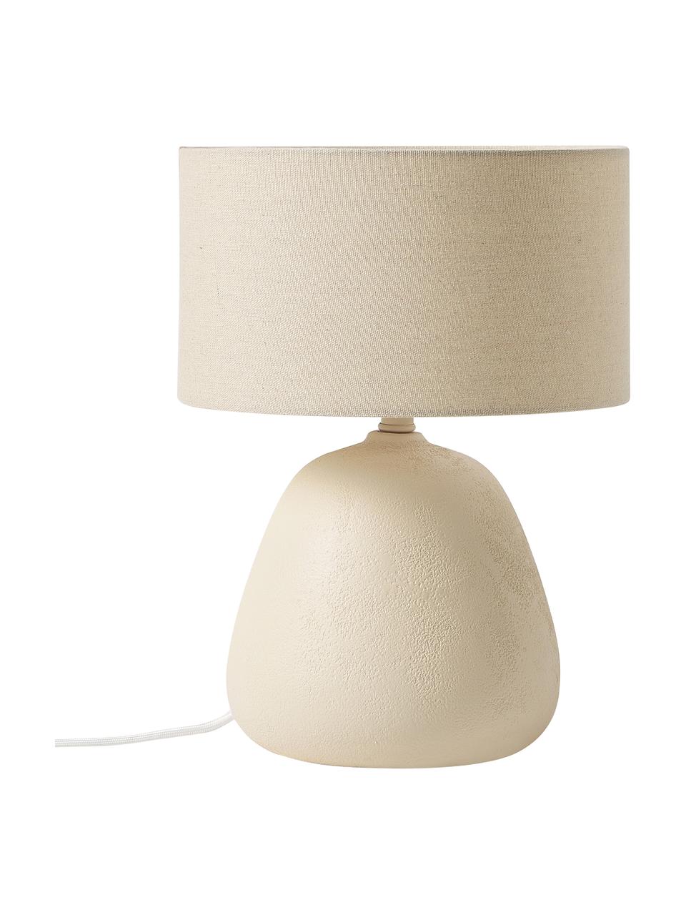 Keramische tafellamp Eileen, Lampenkap: linnen (100% polyester), Lampvoet: keramiek, Mat beige, Ø 26 x H 35 cm