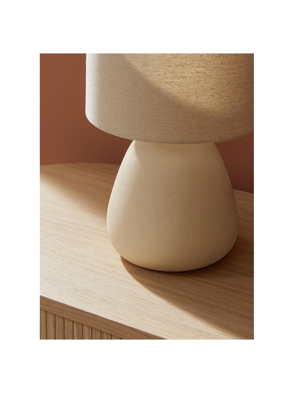 Lampada da tavolo in ceramica beige Eileen, Paralume: lino (100 % poliestere), Base della lampada: ceramica, Beige, Ø 26 x Alt. 35 cm
