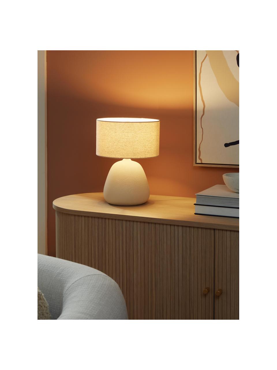 Lampada da tavolo in ceramica Eileen, Paralume: lino (100% poliestere), Beige chiaro, opaco, Ø 26 x Alt. 35 cm