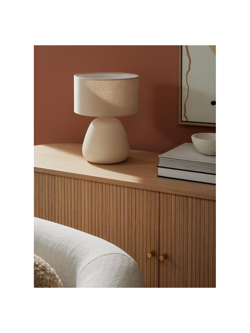 Lampada da tavolo in ceramica Eileen, Paralume: lino (100% poliestere), Beige chiaro, opaco, Ø 26 x Alt. 35 cm