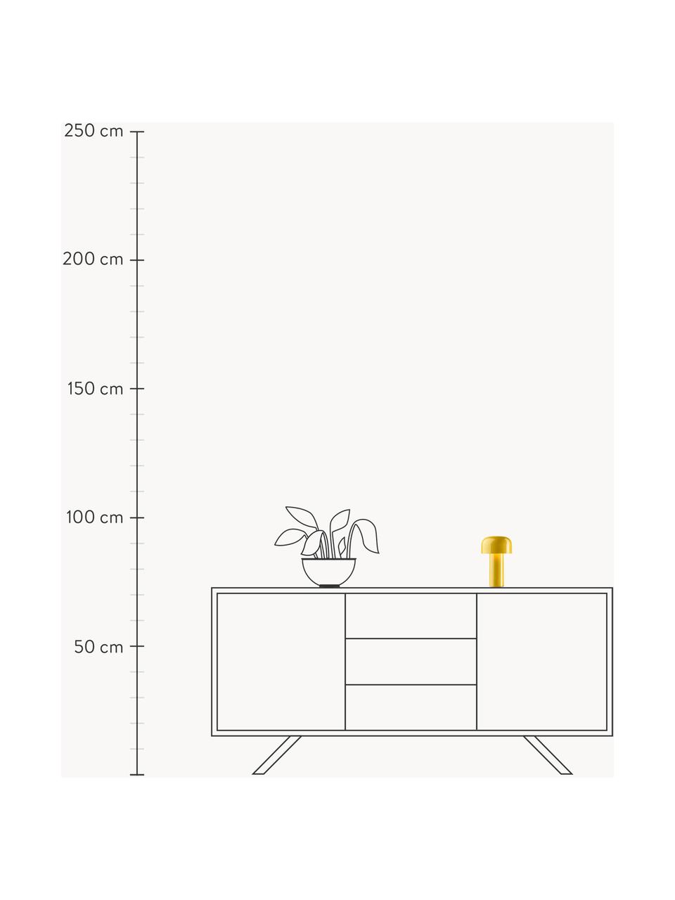 Lámpara de mesa LED pequeña regulable Bellhop, portátil, Plástico, Amarillo limón brillante, Ø 13 x Al 20 cm