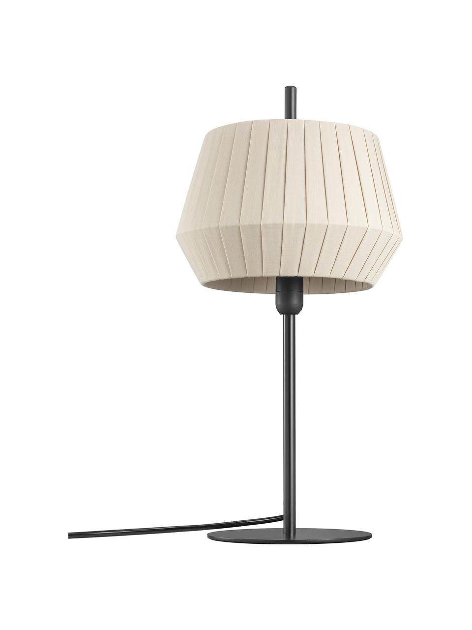 Klassische Tischlampe Dicte aus Faltenstoff, Lampenschirm: Stoff, Beige, Schwarz, Ø 21 x H 43 cm