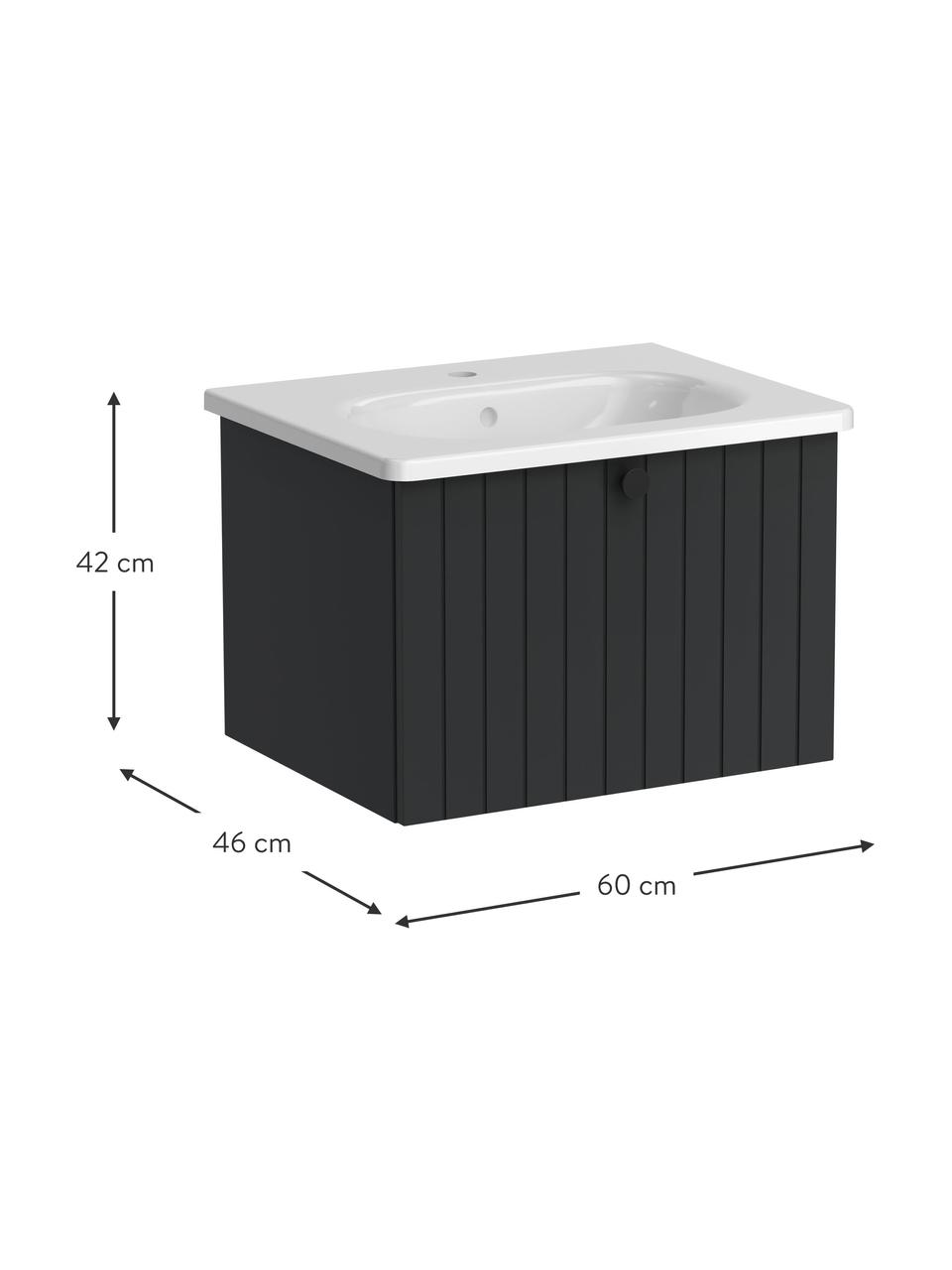 Koupelnová skříňka s umyvadlem Emil, Š 60 cm, Antracitová, Š 60 cm, V 42 cm