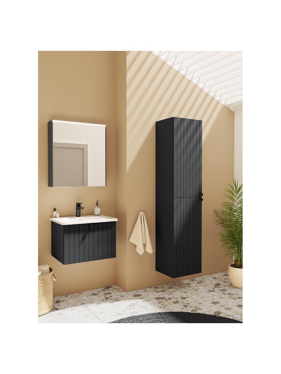 Lavabo con mobiletto Emil, larg. 60 cm, Maniglia: alluminio rivestito, Antracite, Larg. 60 x Alt. 42 cm