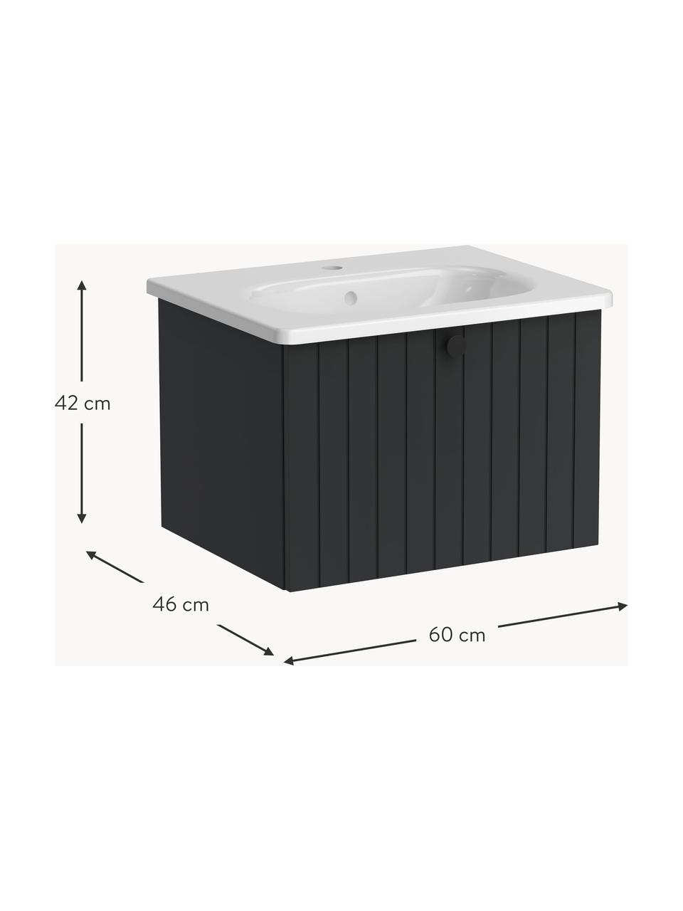 Koupelnová skříňka s umyvadlem Emil, Š 60 cm, Antracitová, Š 60 cm, V 42 cm