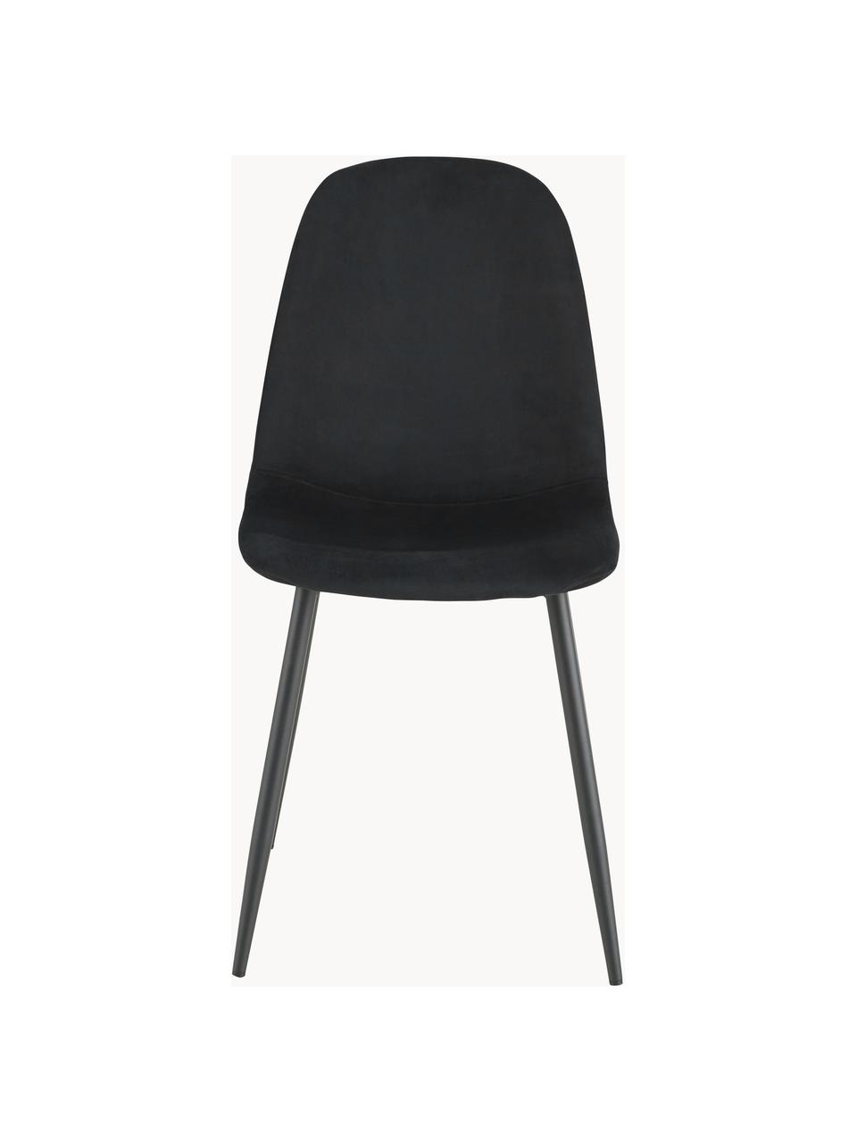 Table ronde avec chaises en velours Gilda, Ø 110 cm, Velours noir, bois clair, Ø 110 x haut. 75 cm