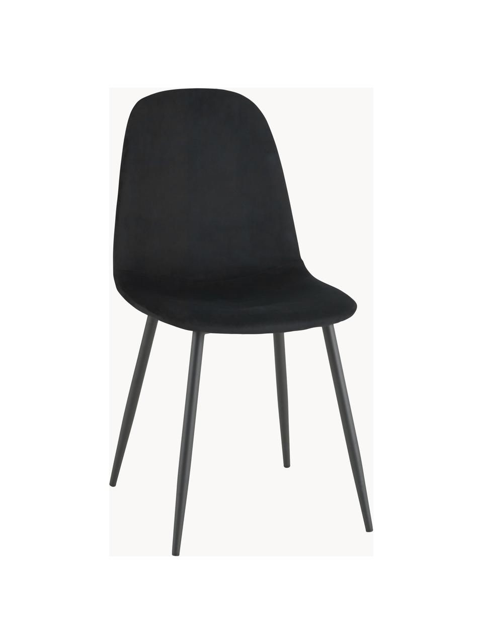 Table ronde avec chaises en velours Gilda, Ø 110 cm, Velours noir, bois clair, Ø 110 x haut. 75 cm