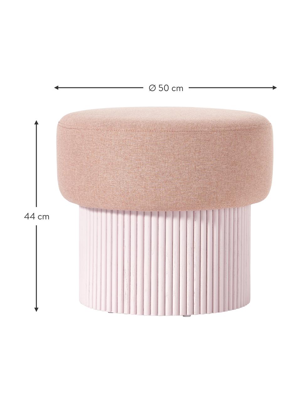 Pouf contenitore Nala, Rivestimento: 100% poliestere, Struttura: legno certificato FSC, Tessuto rosa, legno laccato rosa chiaro, Ø 50 x Alt. 44 cm