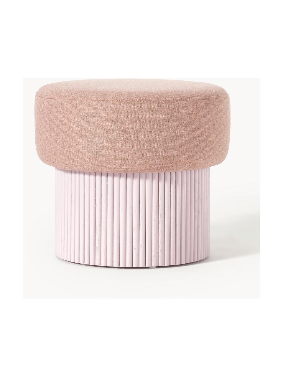 Pouf Nala mit Stauraum, Bezug: 100 % Polyester, Gestell: Holz, FSC-zertifiziert, Webstoff Rosa, Holz hellrosa lackiert, Ø 50 x H 44 cm