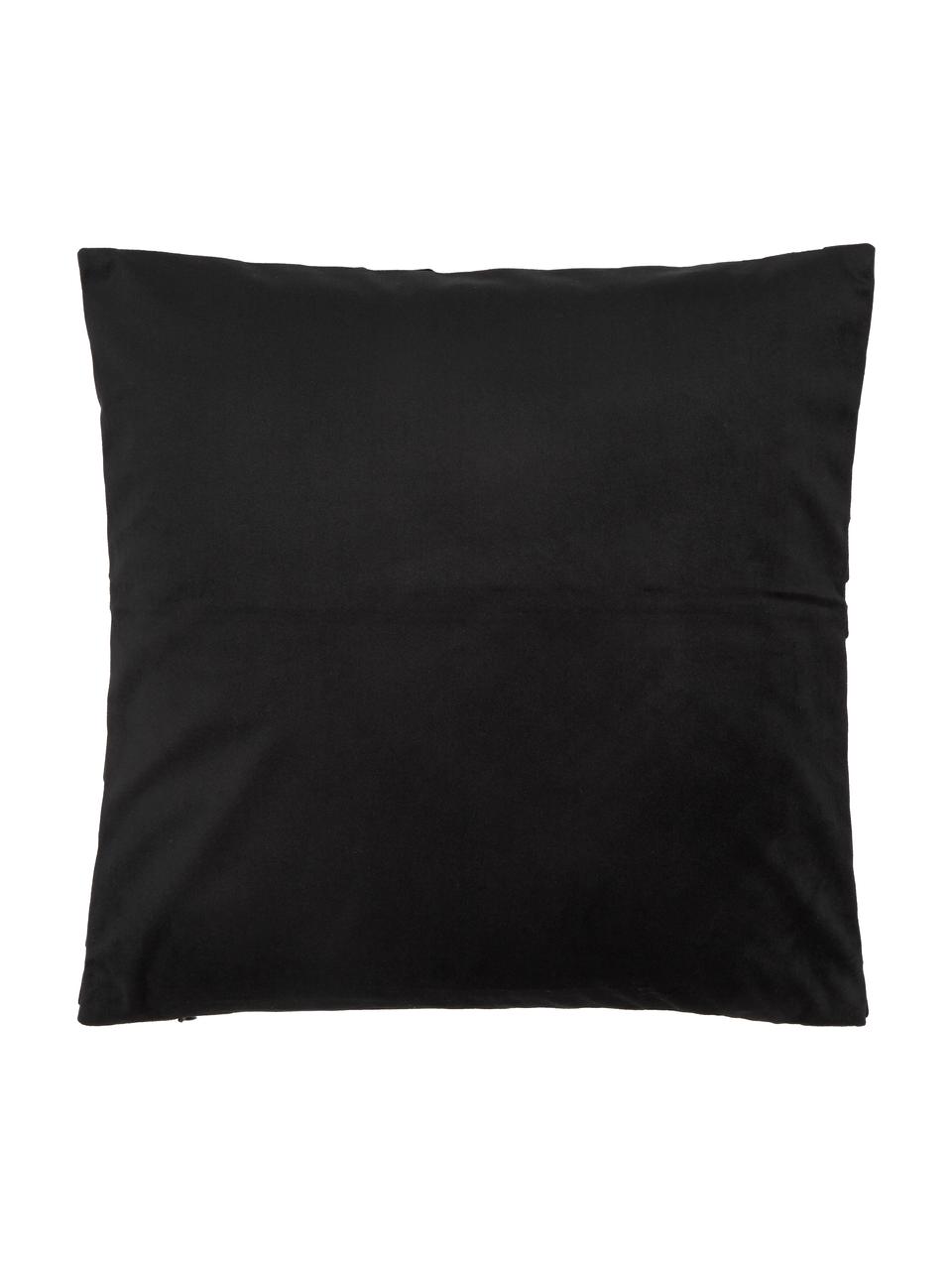 Housse de coussin 45x45 velours noir Lucie, 100 % velours de polyester, Noir, larg. 45 x long. 45 cm