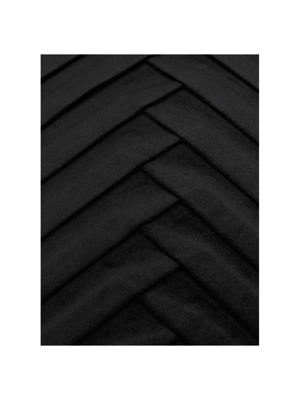 Funda de cojín de terciopelo texturizada Lucie, 100% terciopelo (poliéster), Negro, An 45 x L 45 cm