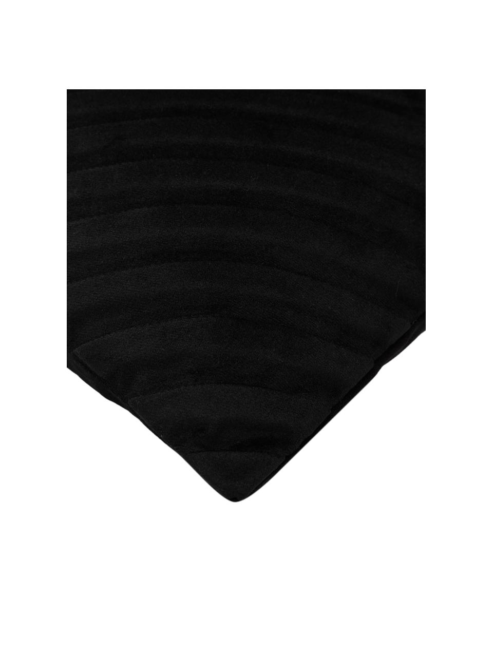 Federa arredo strutturata in velluto nero Lucie, 100% velluto (poliestere), Nero, Larg. 45 x Lung. 45 cm