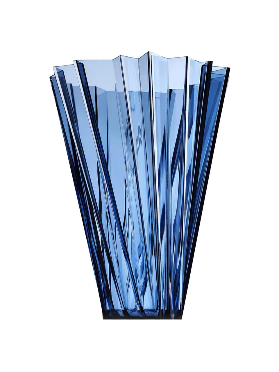 Vaso grande Shangai, Vetro acrilico, Blu trasparente, Ø 35 x Alt. 44 cm