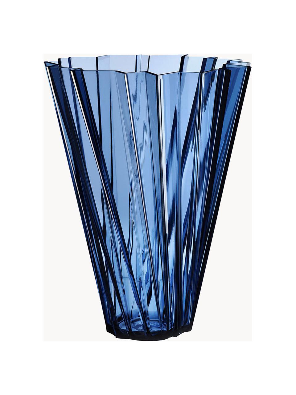 Vaso grande Shangai, Vetro acrilico, Blu trasparente, Ø 35 x Alt. 44 cm