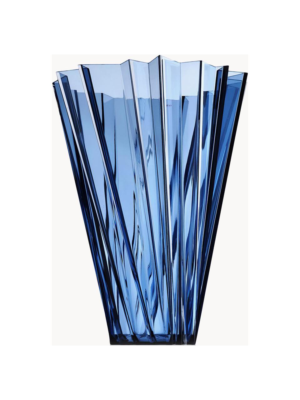 Jarrón grande Shanghai, Al 44 cm, Vidrio acrílico, Azul transparente, Ø 35 x Al 44 cm