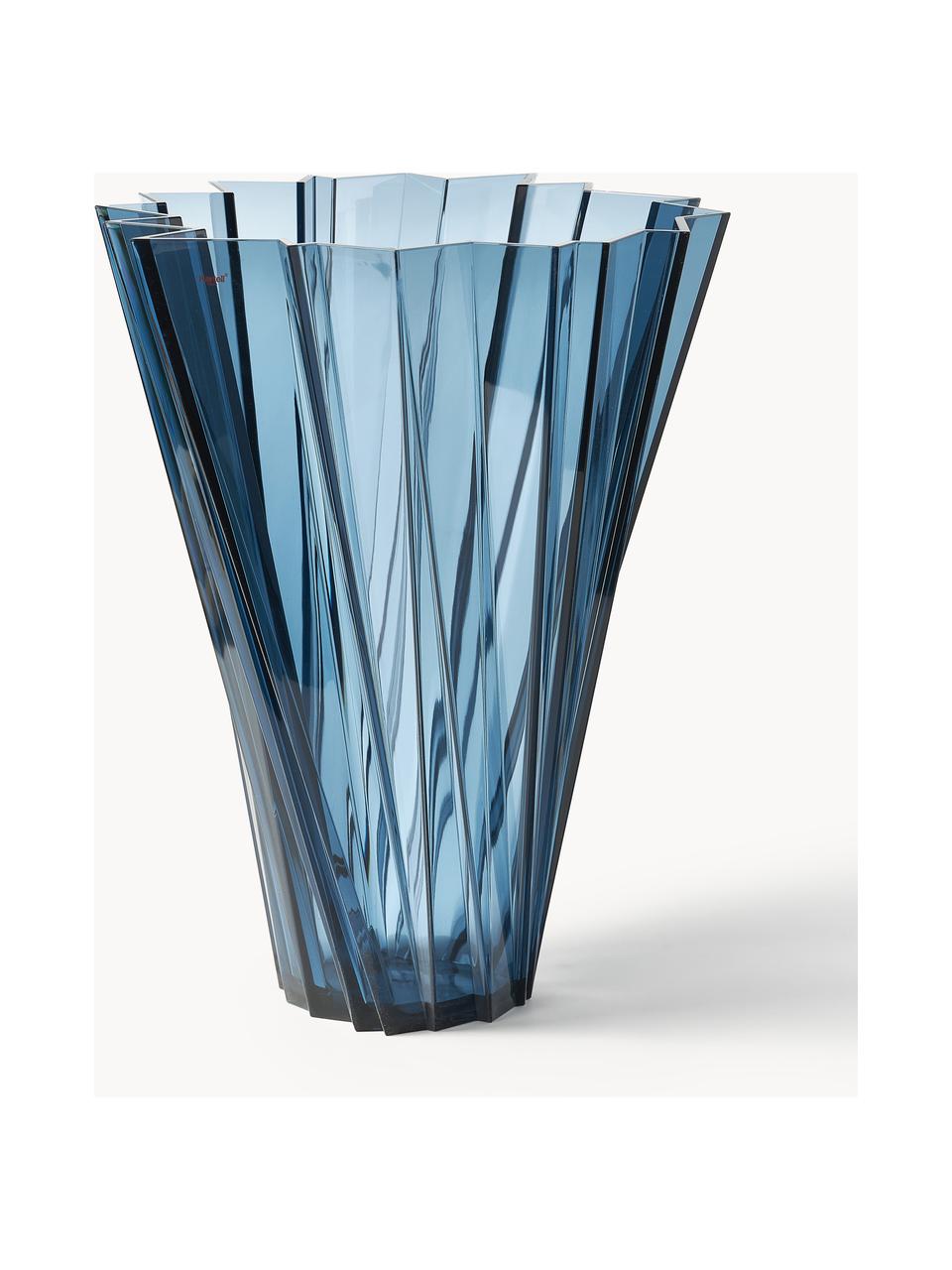 Grote vaas Shanghai, H 44 cm, Acrylglas, Blauw, transparant, Ø 35 x H 44 cm