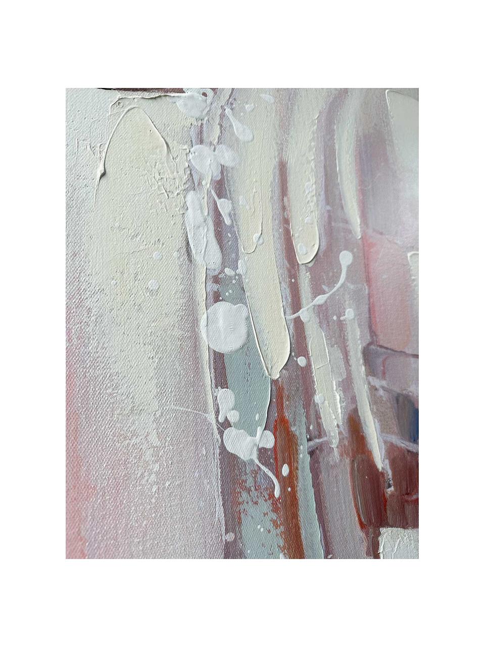 Ręcznie malowany obraz na płótnie Pastel, Stelaż: drewno sosnowe, Jasny różowy, lawendowy, wielobarwny, S 90 x W 120 cm