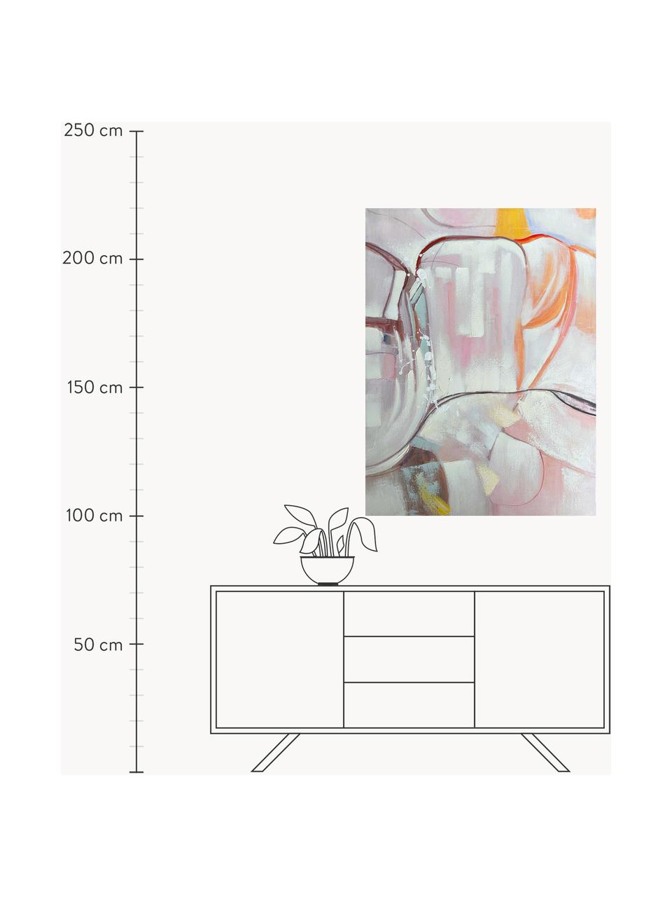 Handgemaltes Leinwandbild Pastel, Hellrosa, Lavendel, Mehrfarbig, B 90 x H 120 cm