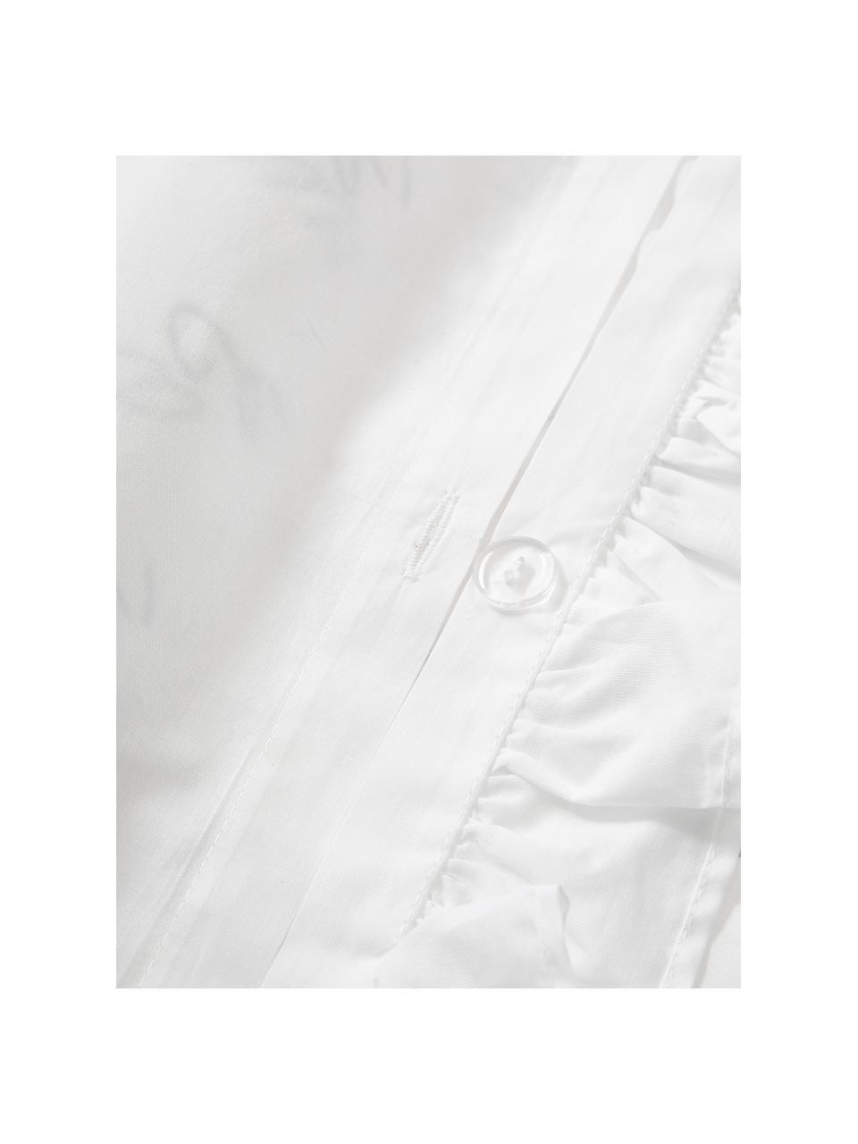Bavlněný perkálový povlak na přikrývku Leire, Bílá, šedá, Š 200 cm, D 200 cm