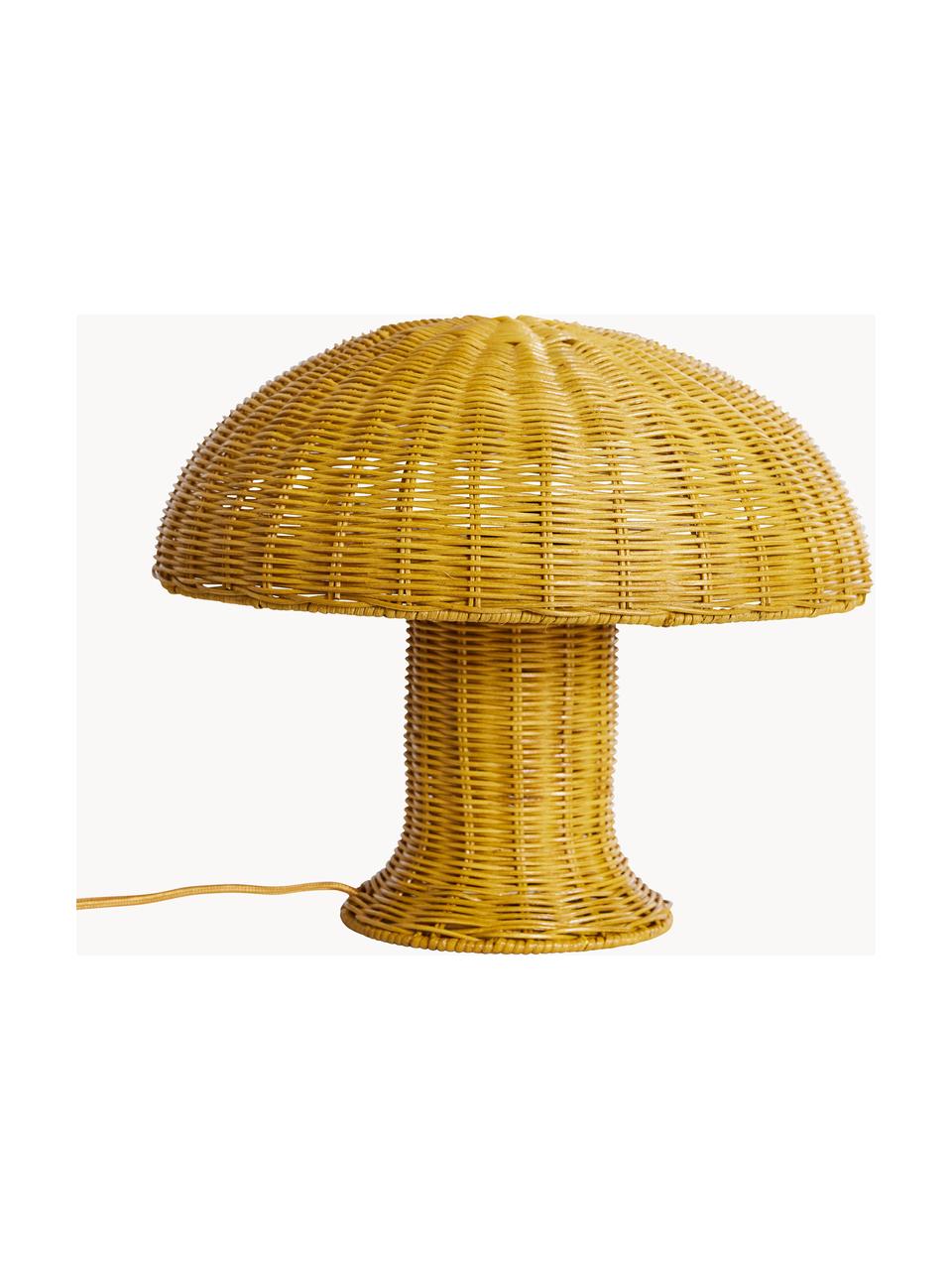 Tafellamp Mustard van rotan, Mosterdgeel, Ø 34 x H 30 cm