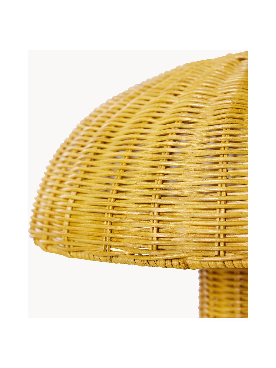 Lámpara de mesa de ratán Mustard, Cable: cubierto en tela, Mostaza, Ø 34 x Al 30 cm