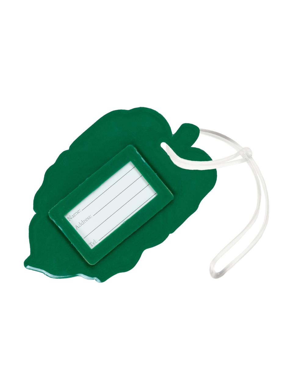 Etiqueta para maleta Leaf, Plástico, Verde, blanco, An 10 x Al 6 cm